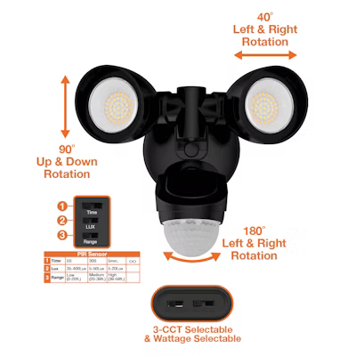 Security Light - Round Double Head PIR