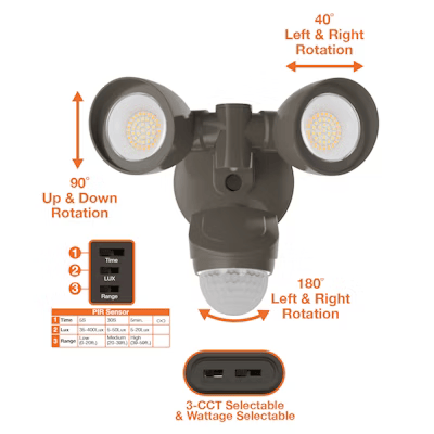 Security Light - Round Double Head PIR