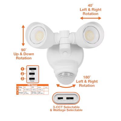 Security Light - Round Double Head PIR