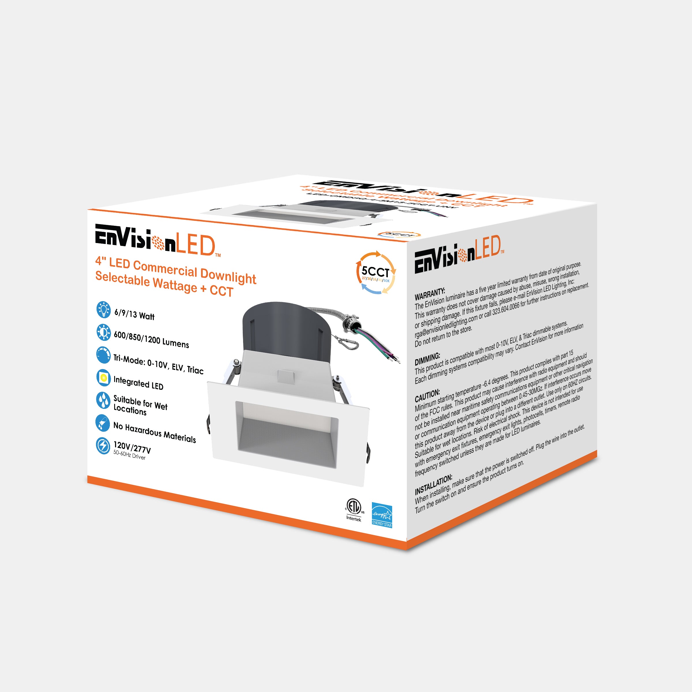 4" Square Commercial Downlight: CMD