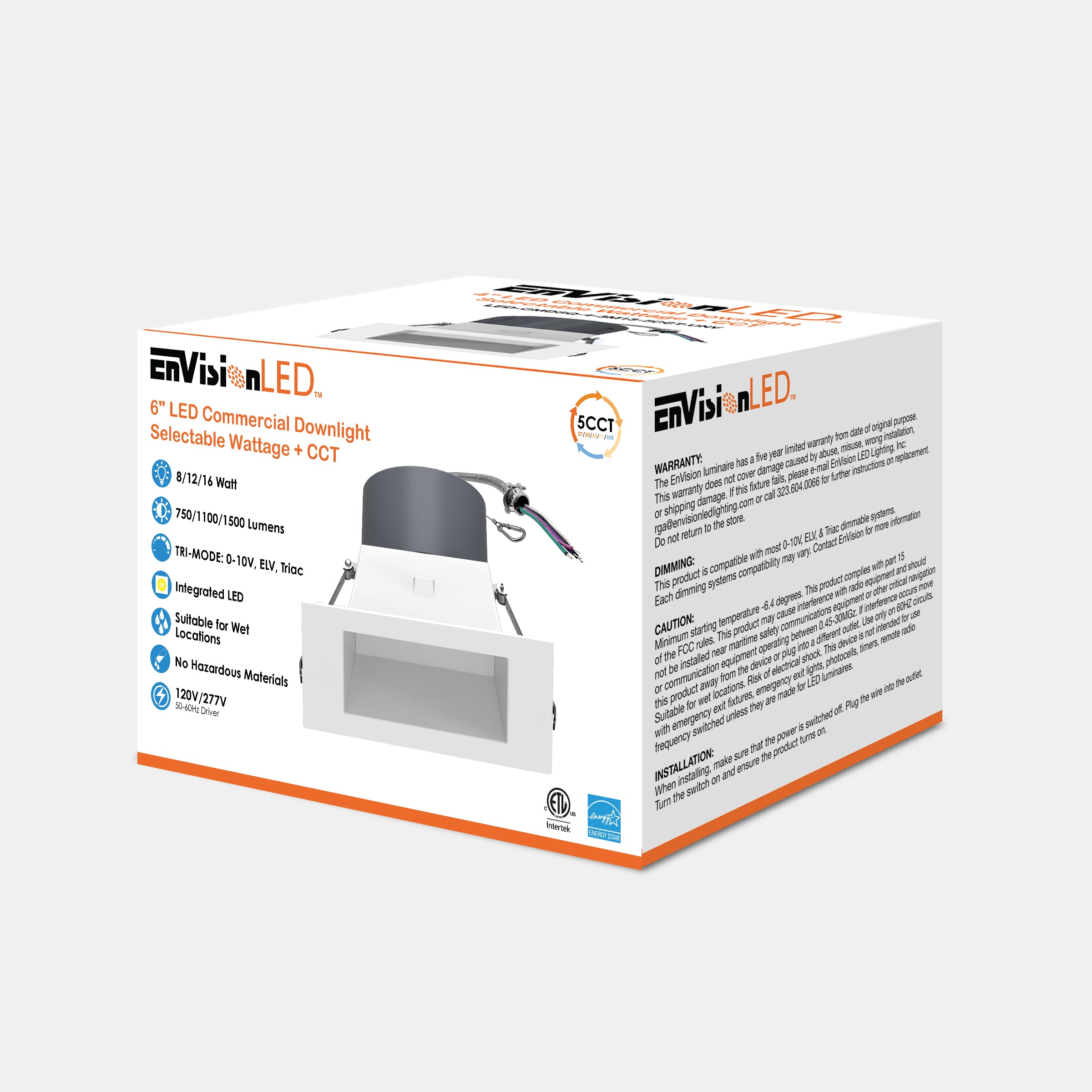 6" Square Commercial Downlight: CMD
