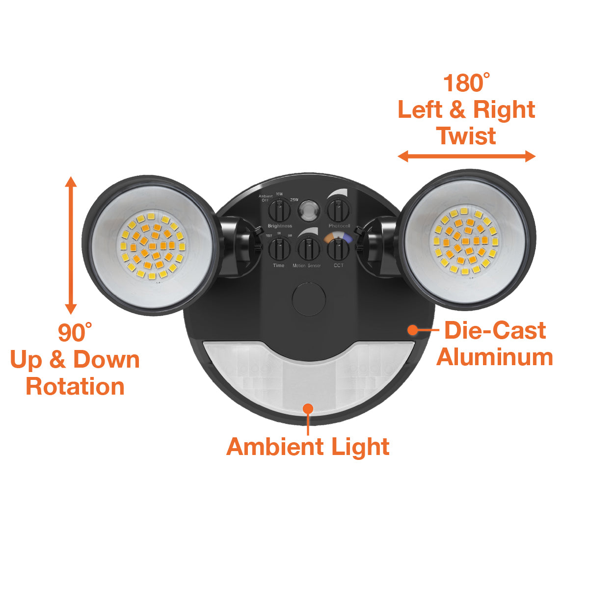 Security Light - Round Double Head PIR