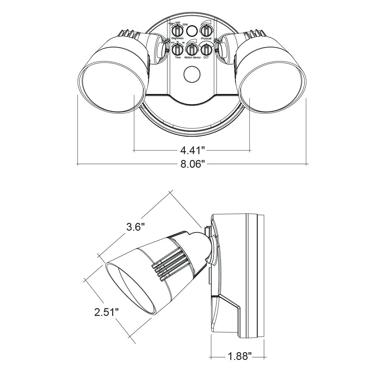 Security Light - Round Double Head PIR