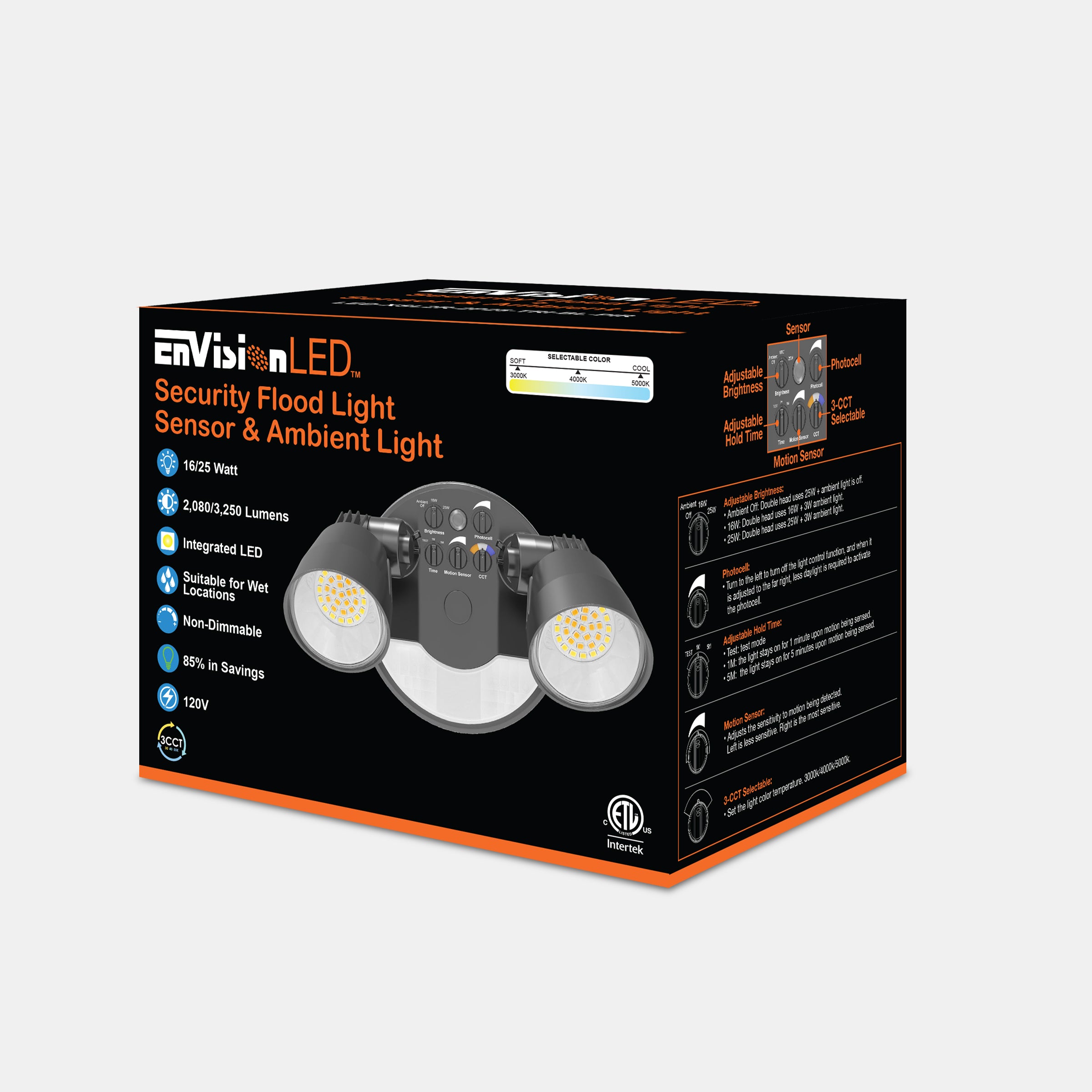 Security Light - Round Double Head PIR