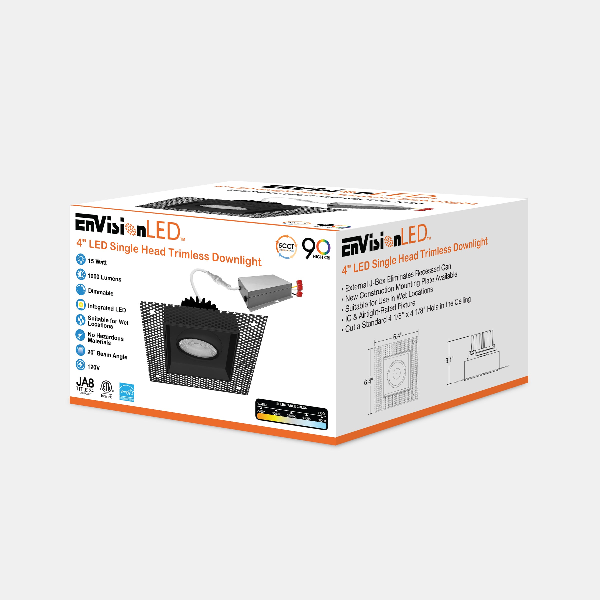 4" Multiple Trimless: Single Head