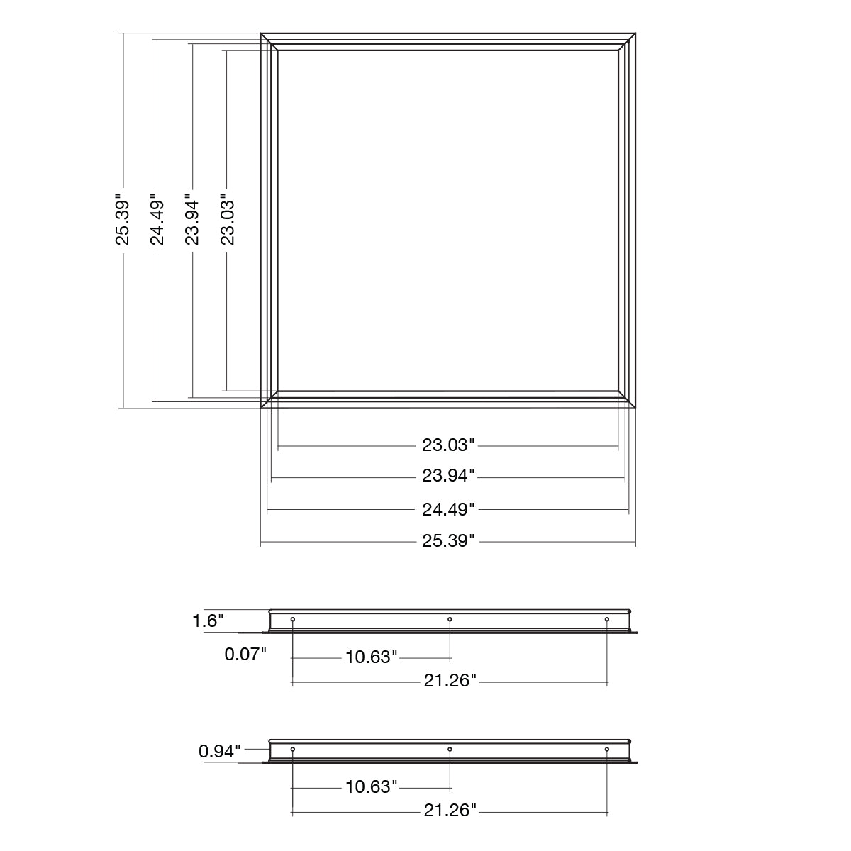 2x2 Surface Mount Kit 2.5" Height - Ok for Edge-lite series with or without flex, or (BPL without flex installation)