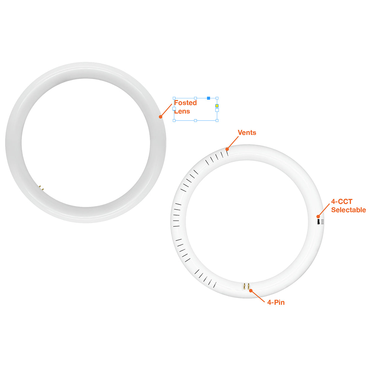 T9 12" Cicline Glass + PC Coating TRIPLE FIT Ballast, or AC Direct Single/Double (FROSTED LENS)