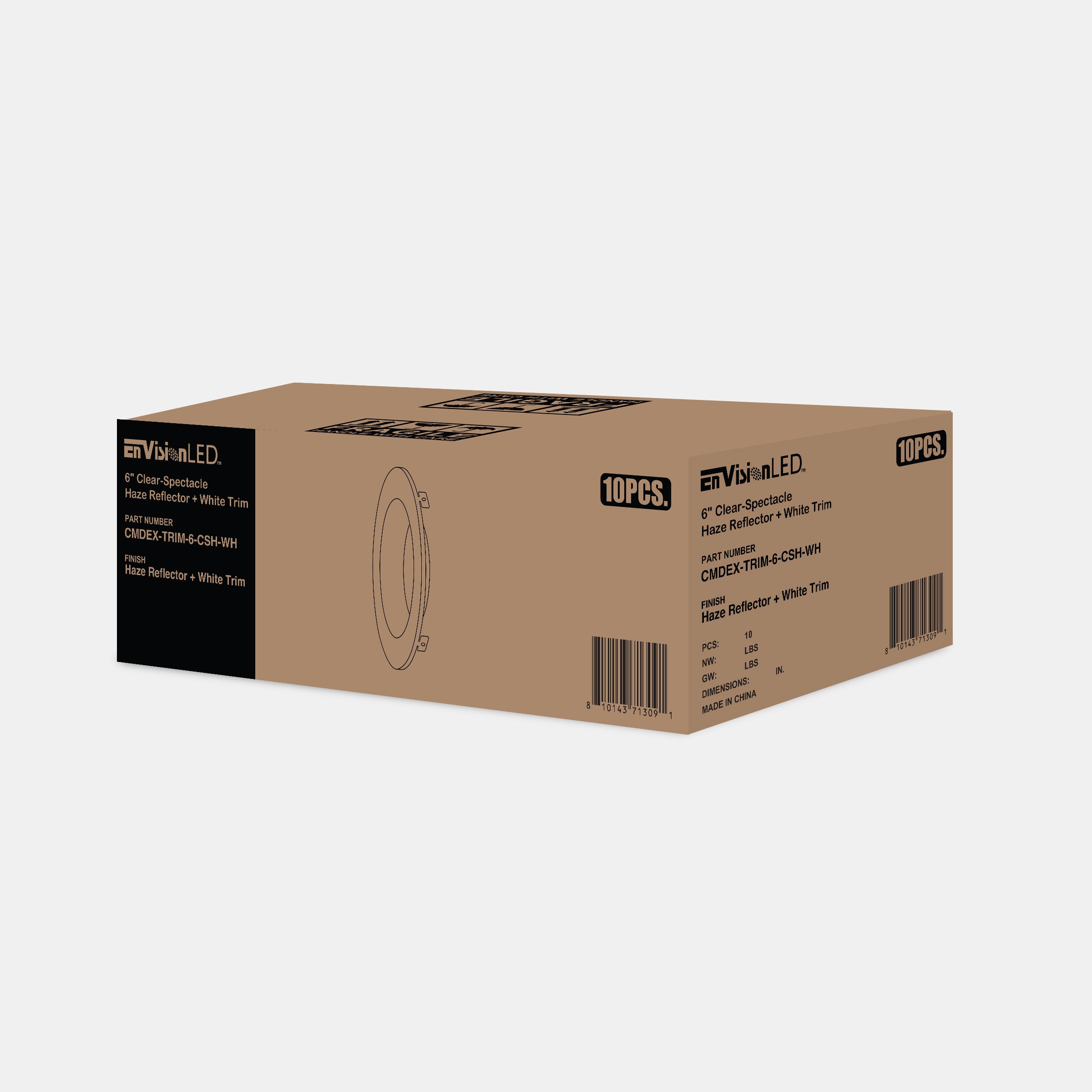 6" CMDEX: Clear-Specular Haze Reflector + White Trim