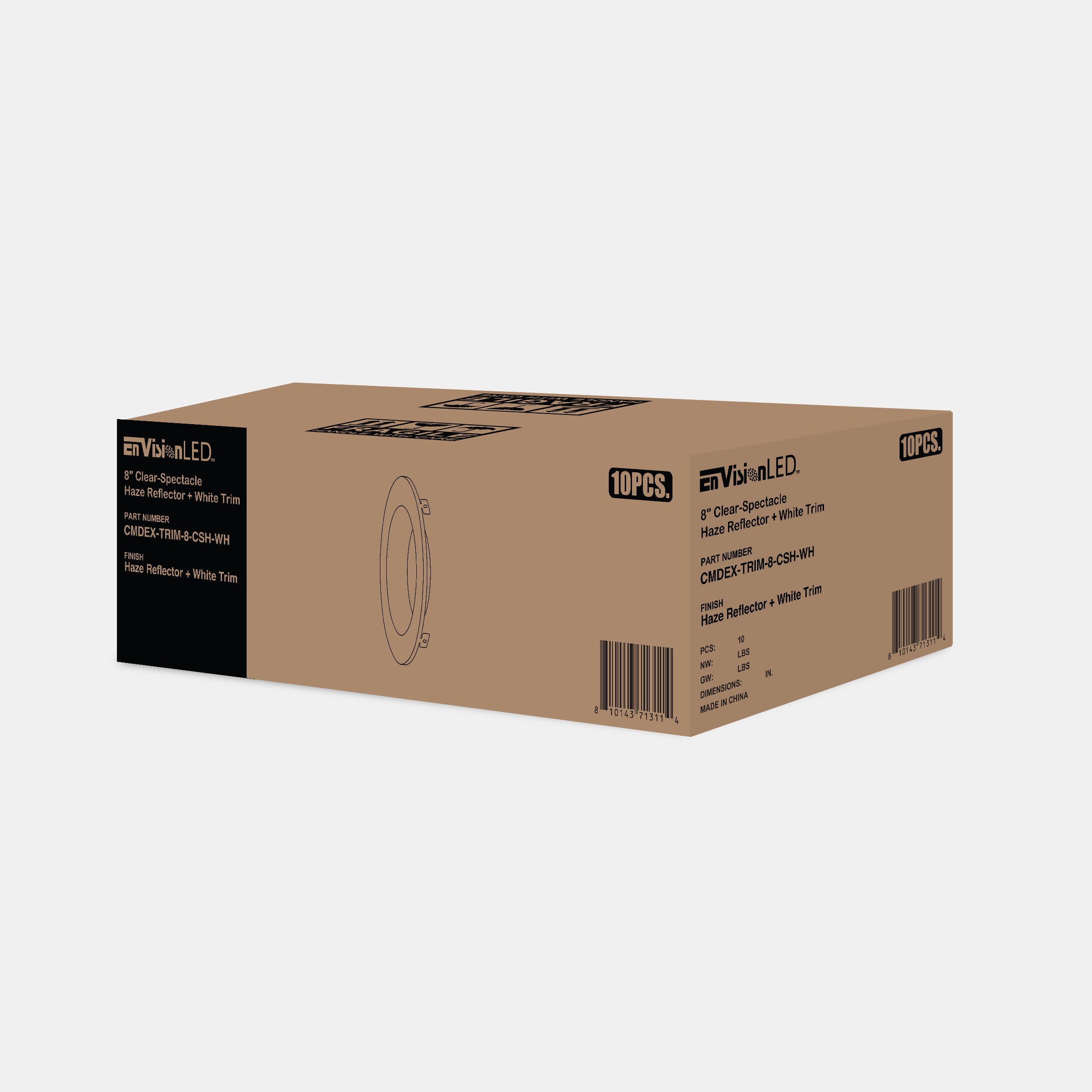 8" CMDEX: Clear-Specular Haze Reflector + White Trim