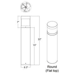 22" Bollard Base: Round Black