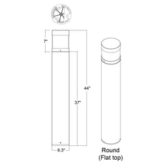 44" Bollard Base: Round Black