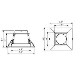 4" CADM: Clear-Specular Haze Reflector/White Square Trim