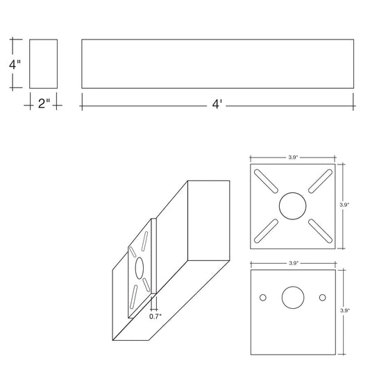 4' Architectural Linear Downlight