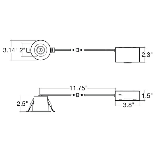 2" Smooth Downlight: SnapTrim-Line FIRE RATED  (White Smooth Only)