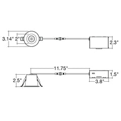 2" Smooth Downlight: SnapTrim-Line FIRE RATED  (White Smooth Only)