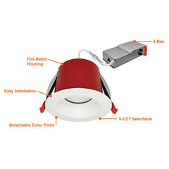 4" Regressed  Downlight 5CCT           FIRE RATED