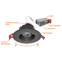 3" Regressed Gimbal Downlight: SnapTrim-Line