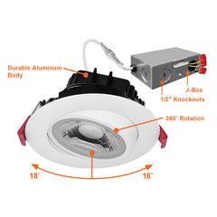 4" Gimbal Adjustable  Downlight Canless