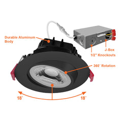 4" Gimbal Adjustable  Downlight Canless