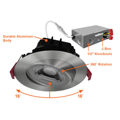 4" Gimbal Adjustable  Downlight Canless