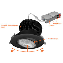 4" Gimbal Adjustable  Downlight Canless