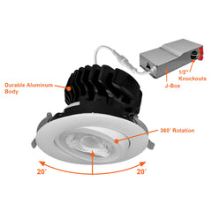 4" Gimbal Adjustable  Downlight Canless