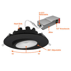 6" Gimbal Adjustable  Downlight Canless