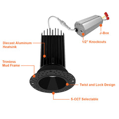 2" Round Downlight: Trimless-Line