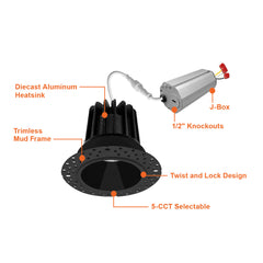 2" Round Downlight: Trimless-Line