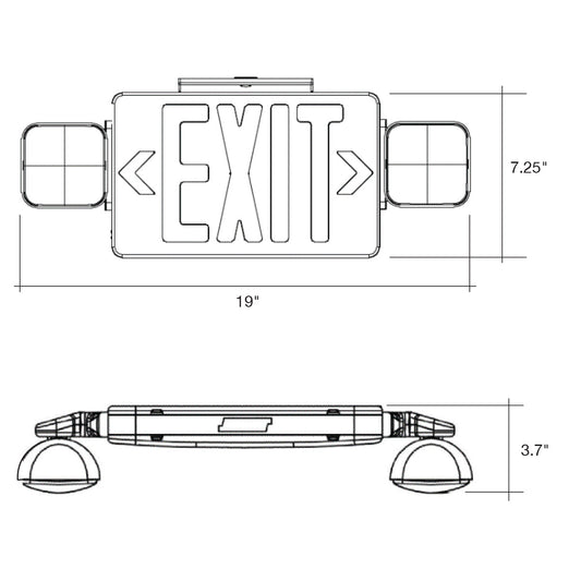 LED Emergency Exit Sign GREEN Single or Double Sided w/ Bug Eye w/ Remote Function