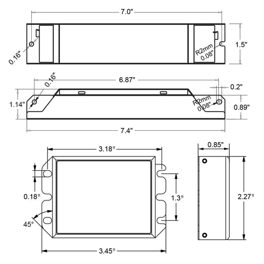 Emergency Backup: 36-56V DC for External Drivers w/ internal housing space (Wall Packs, Canopy, etc.) Cold Weather -4 to 122° F