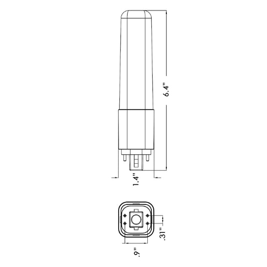 PL Lamp G24 (Hybrid) 360° Horizontal or Vertical  / 26W Equivalent