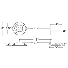 4" Floating  Gimbal Downlight (Canless) White Round Module          FIRE RATED