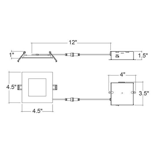 4" External J-Box Square Downlight: Slim-Line