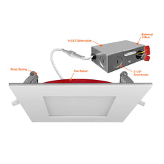 4" External J-Box Round Downlight: Slim-Line: FIRE RATED