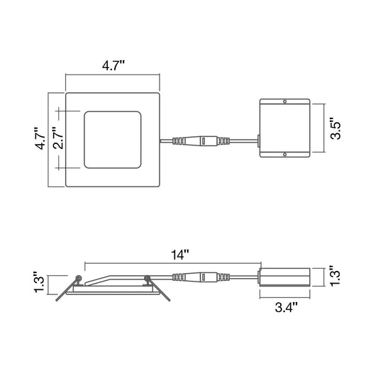 4" Square Slim Panel Wafer Downlight