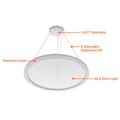 23" Suspended Cylinder (50% Up & Down Light) LGP Diffuser