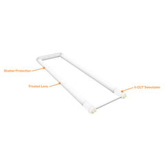 T8 6" U-Shaped 22X6 Glass + PC Coating TRIPLE FIT Ballast, or AC Direct Single/Double (FROSTED LENS)