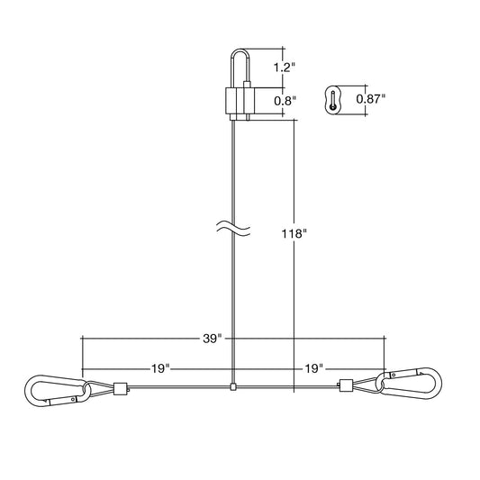 Suspension Kit: 10' Y-Shape, Loop Top, Carabiner Bottom (Adjustable Length)