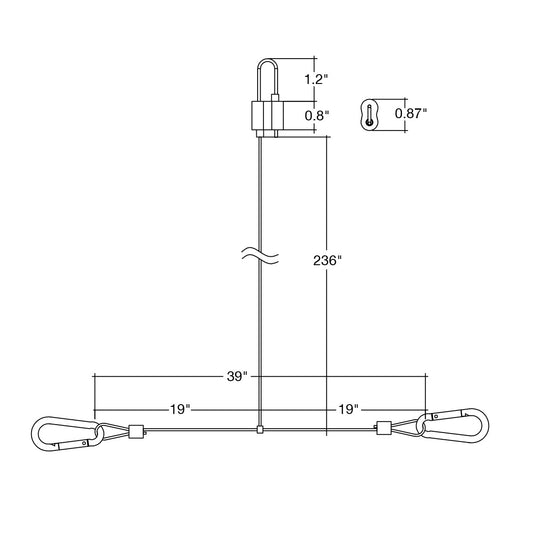 Suspension Kit: 20' Y-Shape, Loop Top, Carabiner Bottom (Adjustable Length)