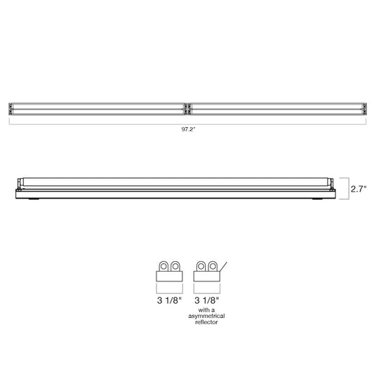 8 FT T8 2 or 4-Lamp Strip Fixture (Double Sided Connection)