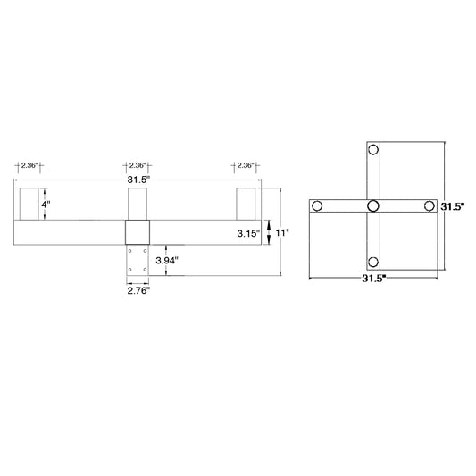 Tenon: Square Bullhorn 4-Head X-Adapter