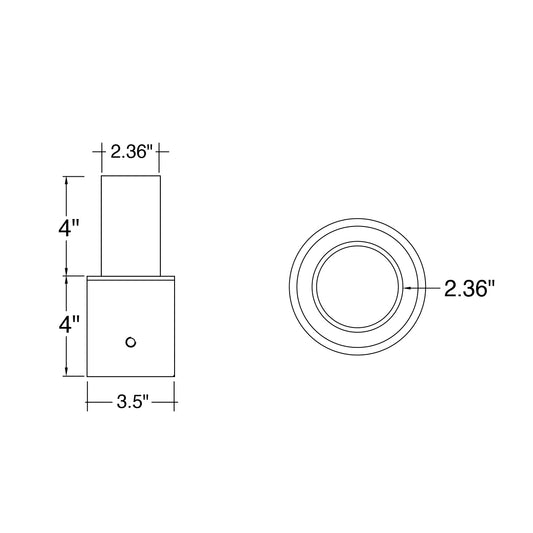 Tenon: Round 3" Pole Reducer to 2.36"