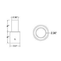 Tenon: Round 3" Pole Reducer to 2.36"