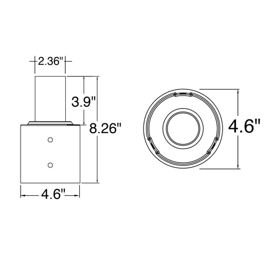 Tenon: Round 4" Pole Reducer to 2.36"