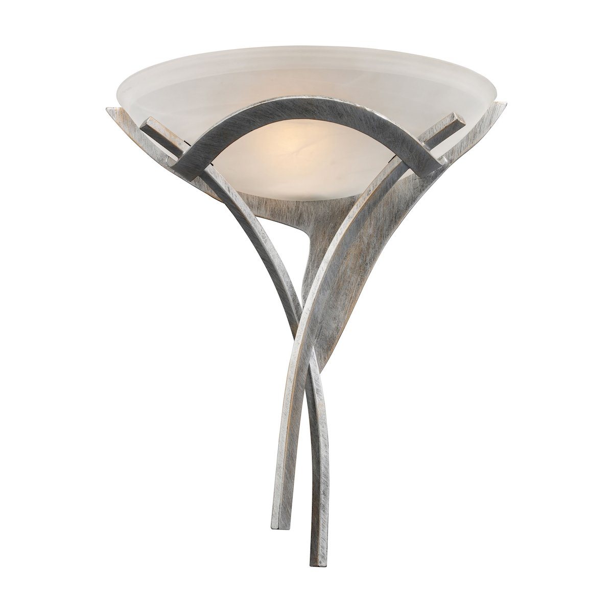Aurora 1 Light Sconce In Tarnished Silver With White Faux-Alabaster Glass Wall Sconce Elk Lighting 