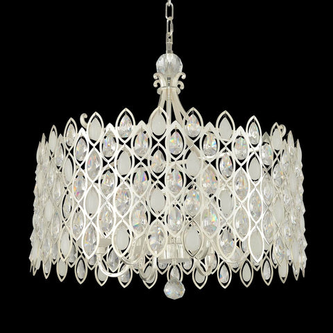 Prive Two-Tone Silver 34"w 10-Light Pendant with Firenze Clear Crystal Ceiling Allegri 
