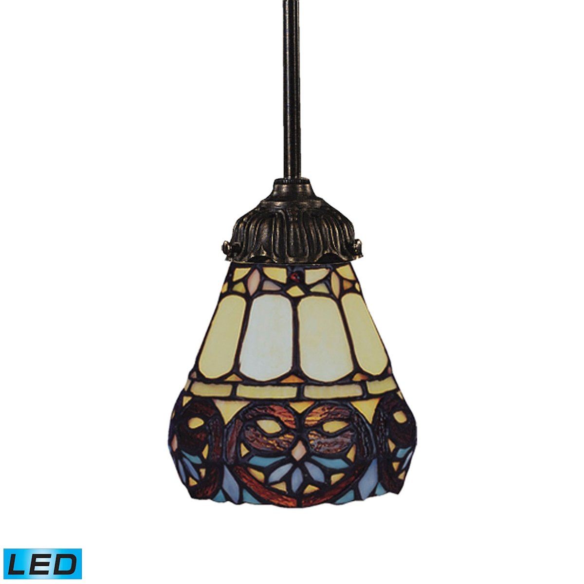 Mix-N-Match LED Pendant In Tiffany Bronze And Multicolor Glass Ceiling Elk Lighting 