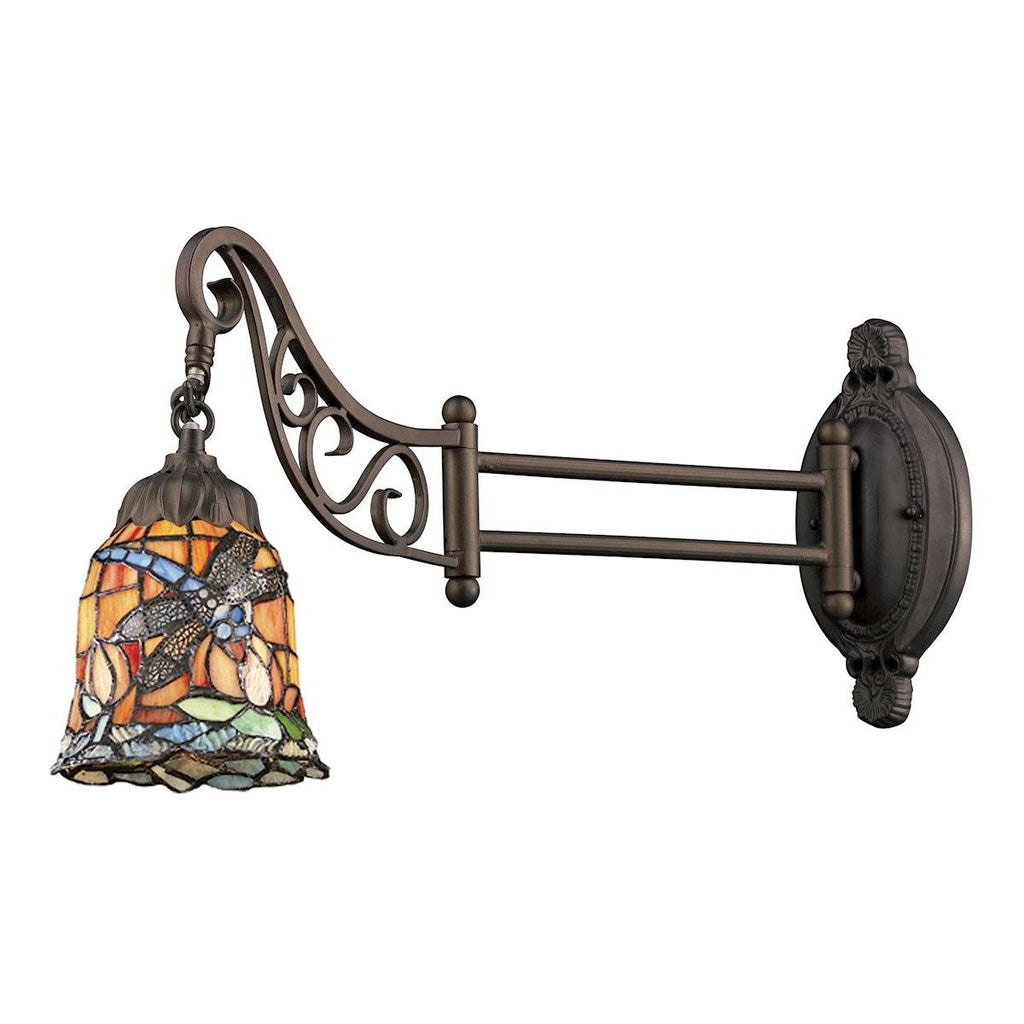 Mix-N-Match 1 Light Swingarm In Tiffany Bronze And Multicolor Glass Wall Elk Lighting 