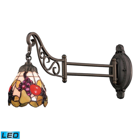 Mix-N-Match 1 Light LED Swingarm In Tiffany Bronze And Multicolor Glass Wall Elk Lighting 